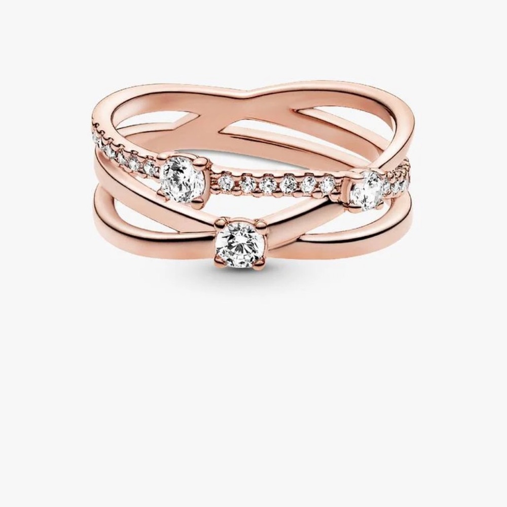 Pandora ring 54 / 7  in 14k rose gold-plating and cubic zirconia stones